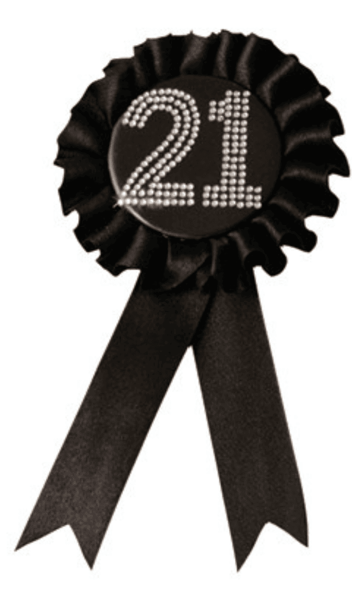 21 Black Rosette Birthday Badge