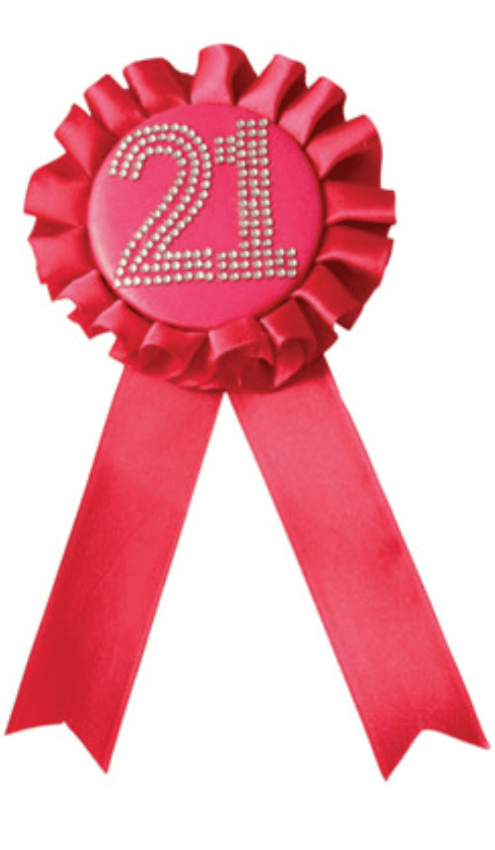 21 Pink Rosette Birthday Badge