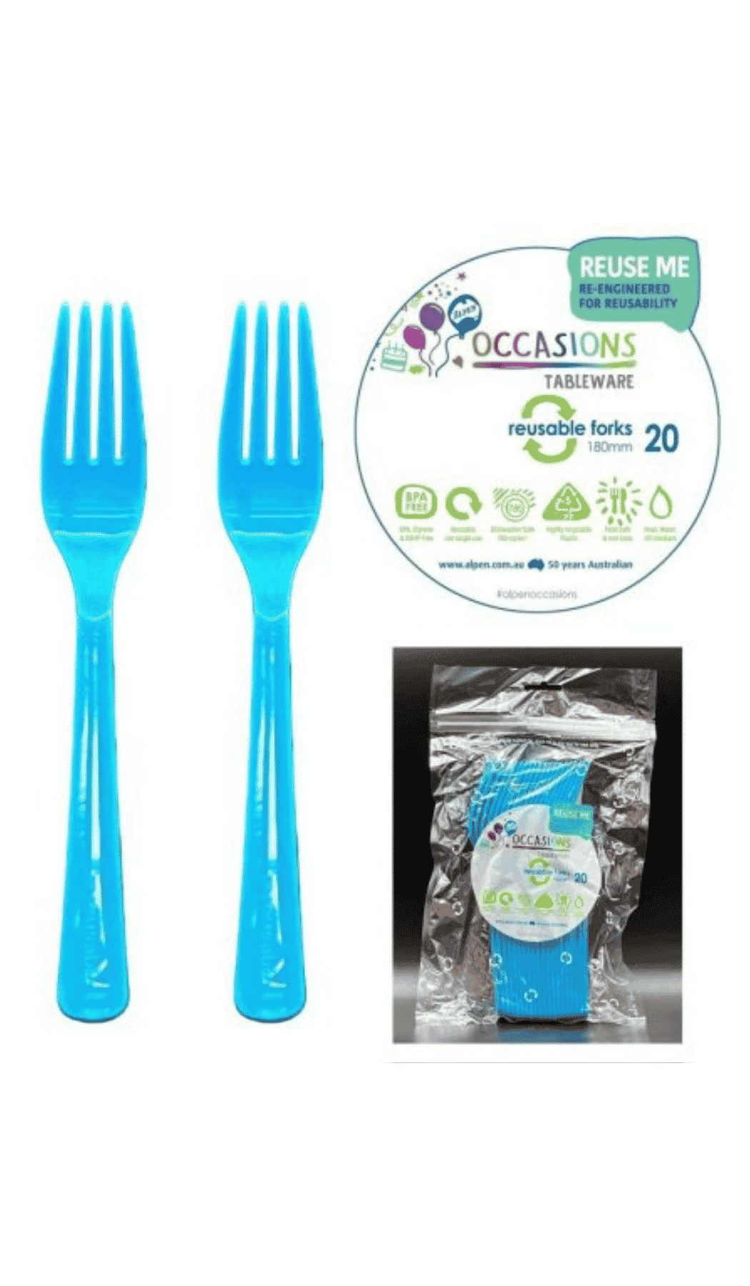 Cutlery Plastic Party Catering Forks Azure Blue