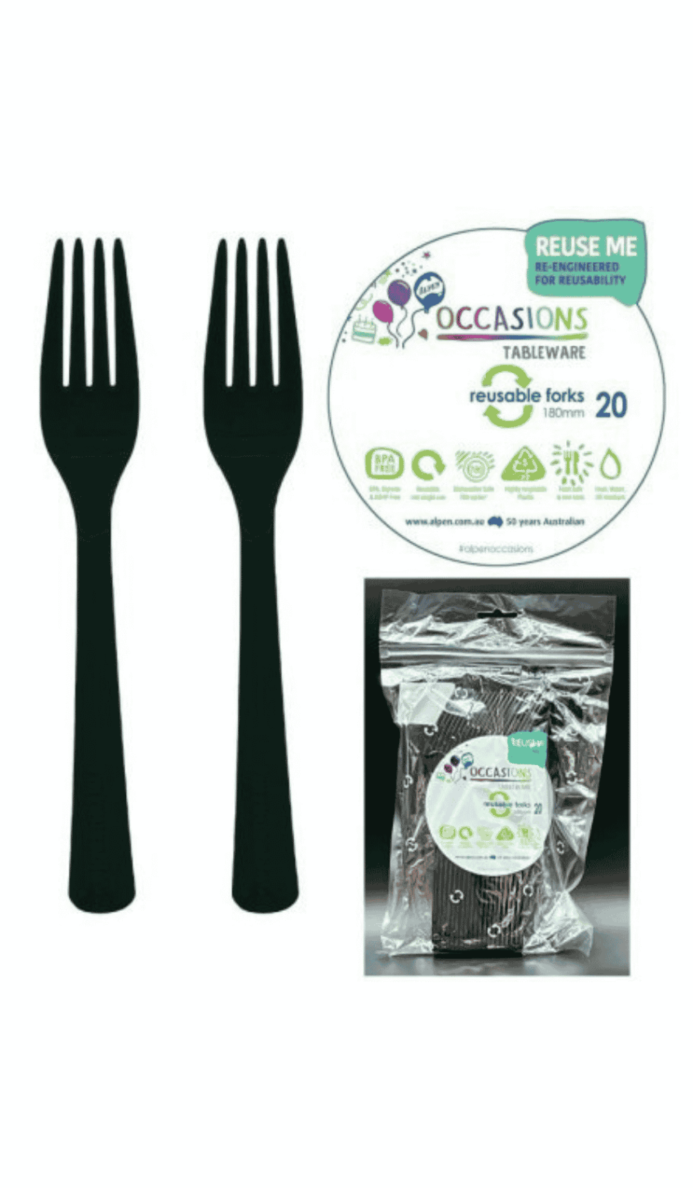 Cutlery Plastic Party Catering Forks Black