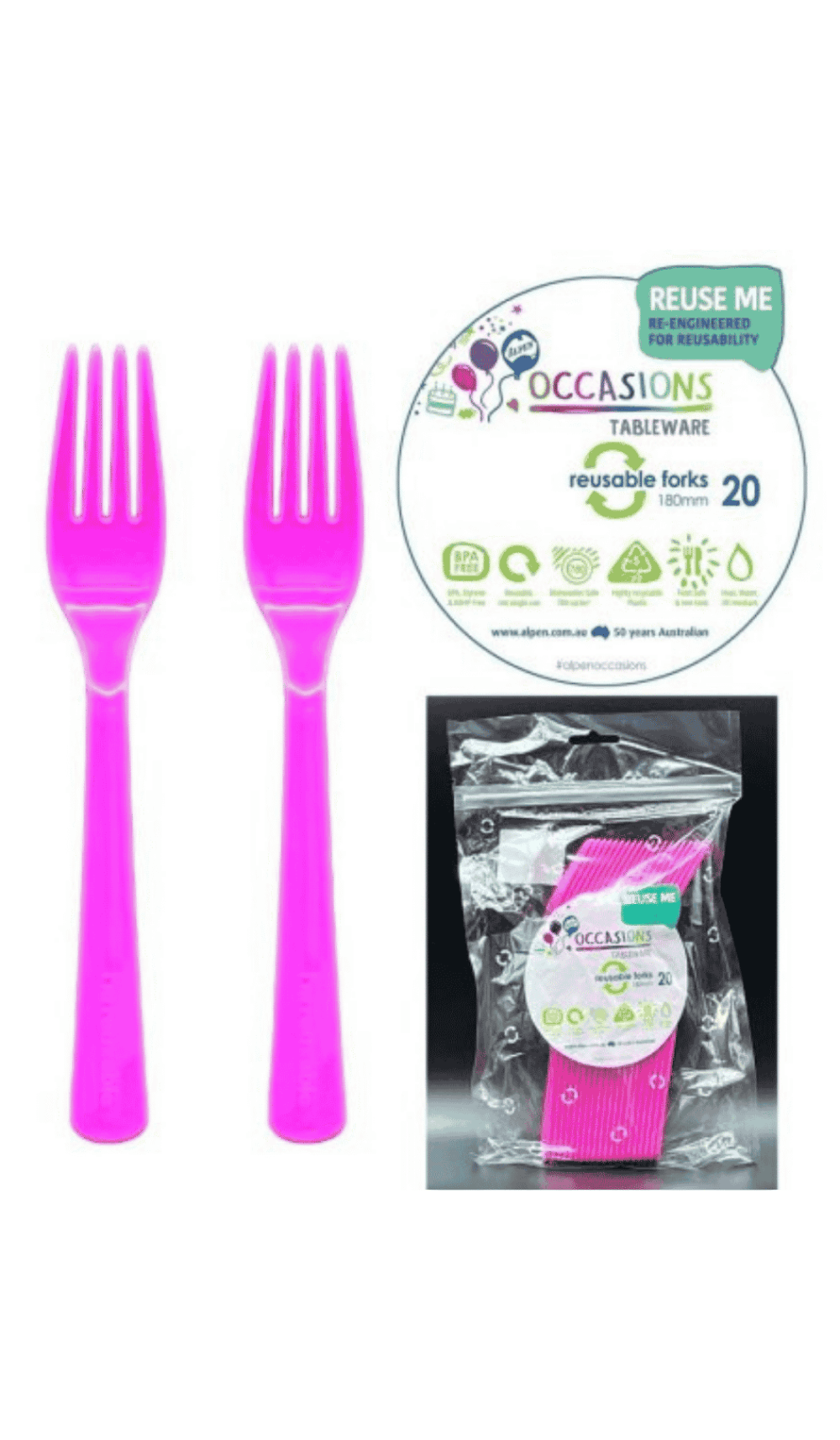 Cutlery Plastic Party Catering Forks Hot Pink Magenta