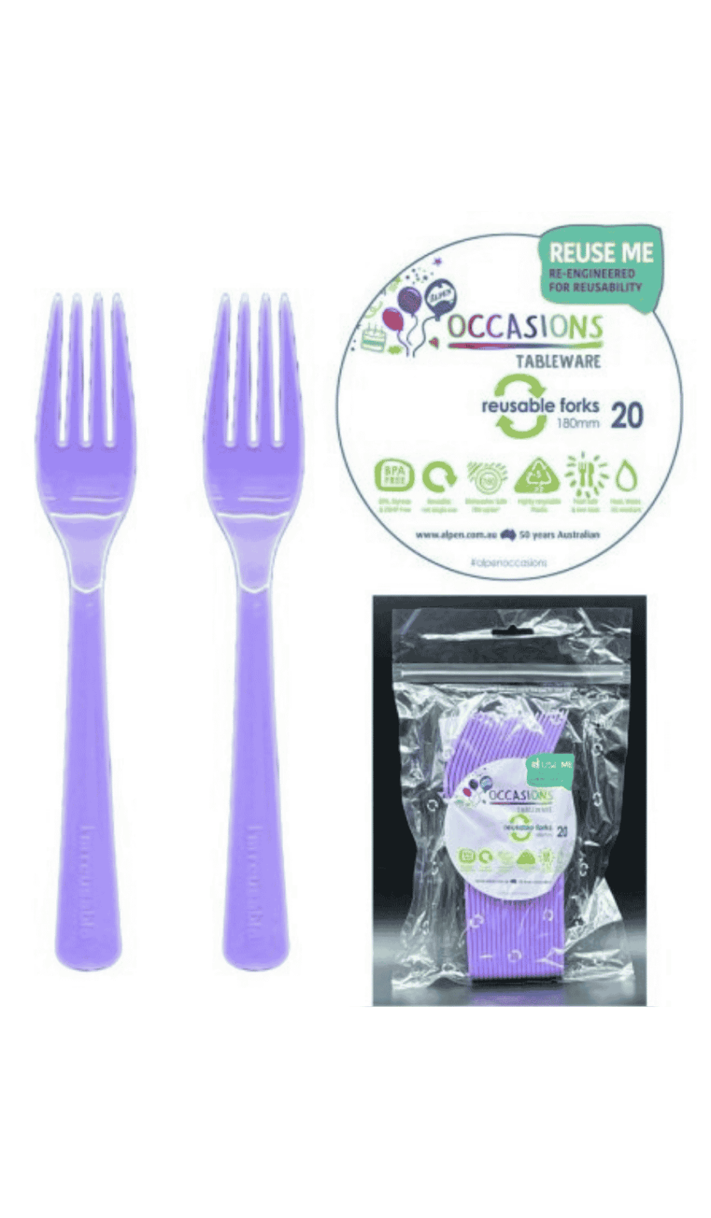 Cutlery Plastic Party Catering Forks Lavender