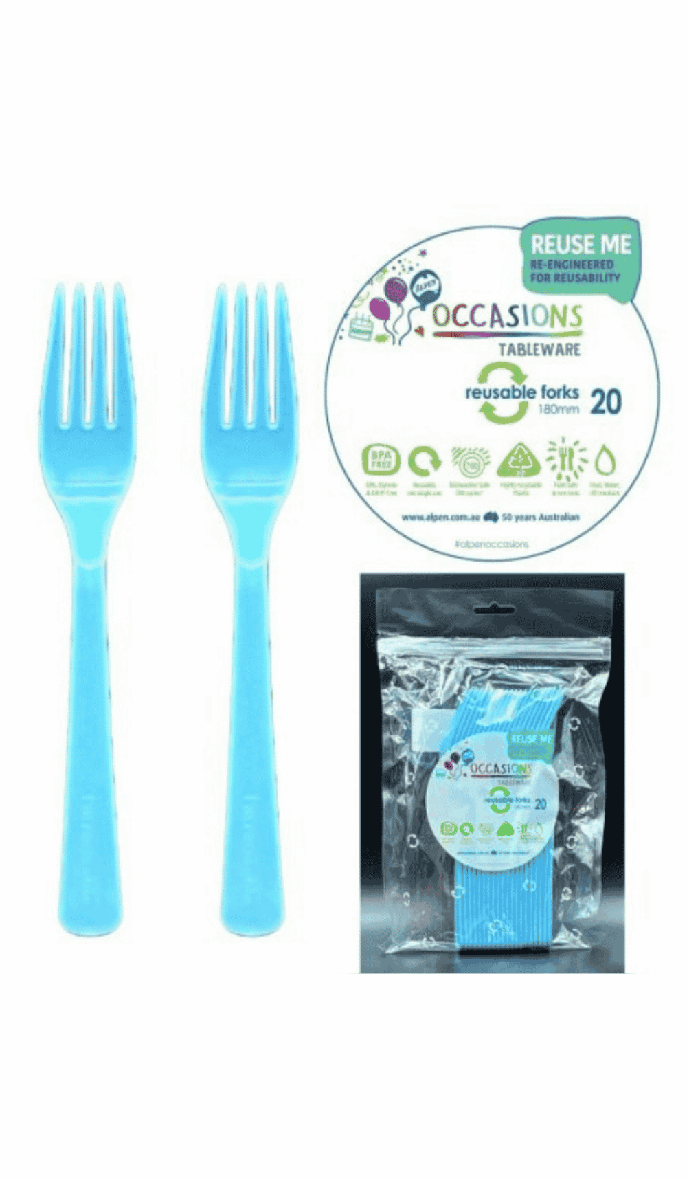 Cutlery Plastic Party Catering Forks Light Pastel Blue