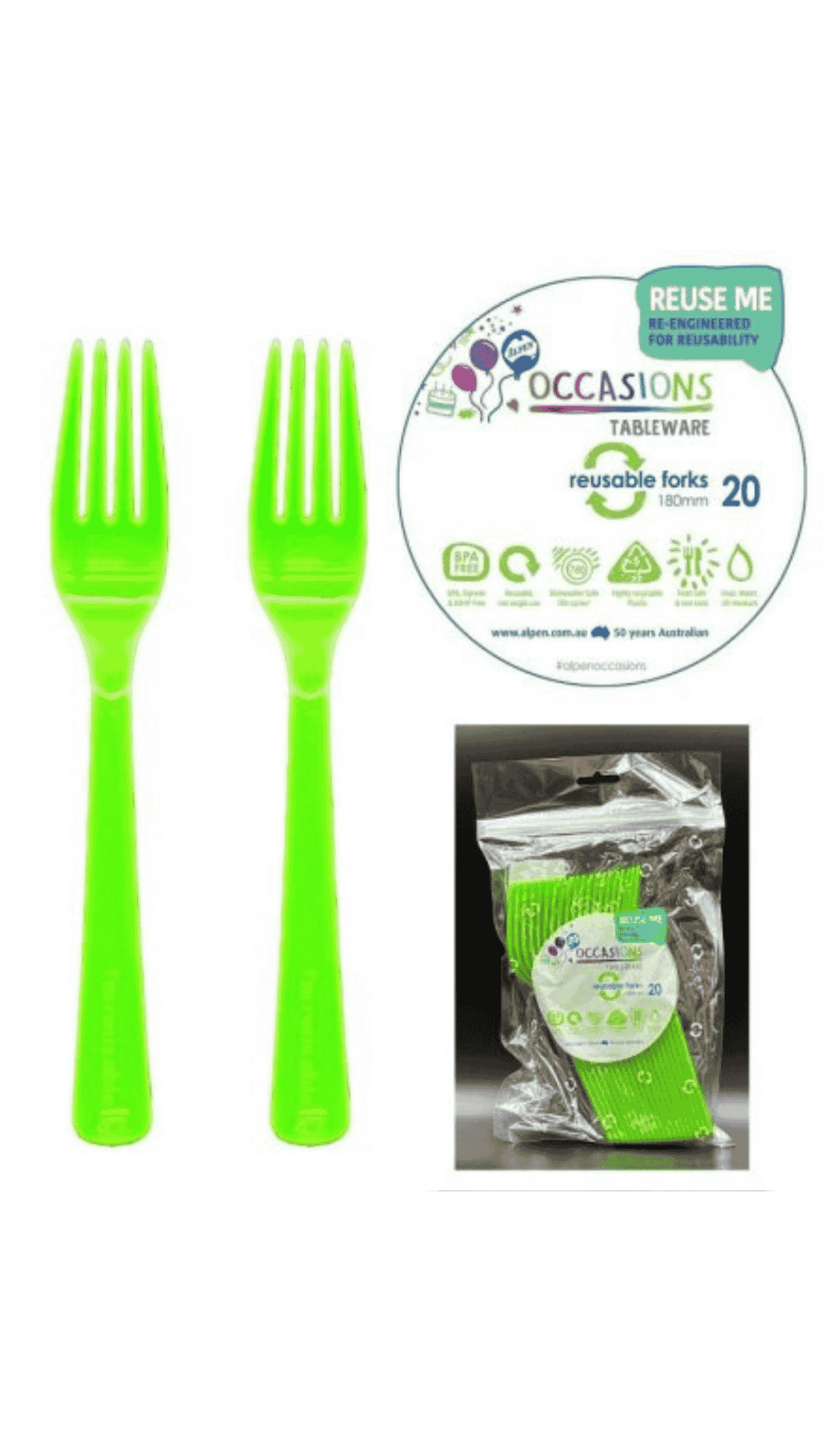 Cutlery Plastic Party Catering Forks Lime Green