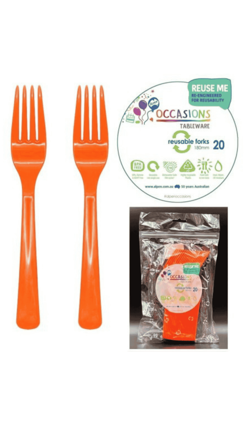 Cutlery Plastic Party Catering Forks Orange