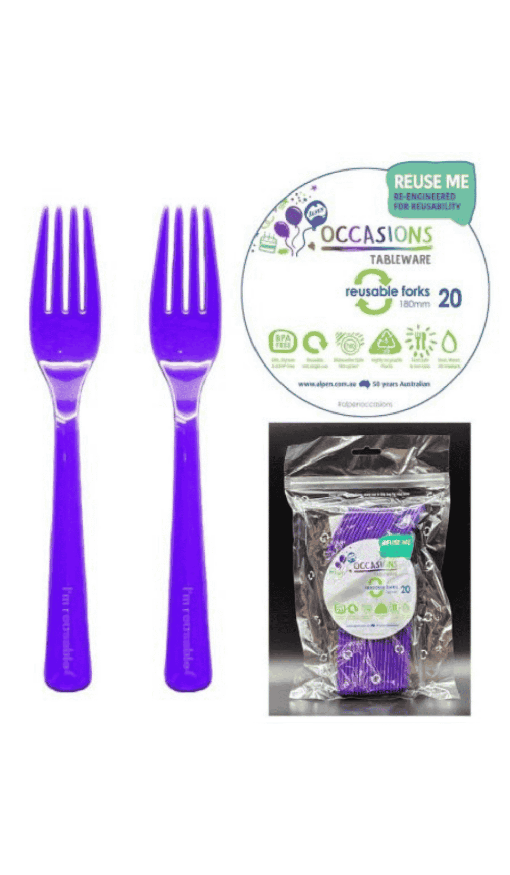 Cutlery Plastic Party Catering Forks Purple