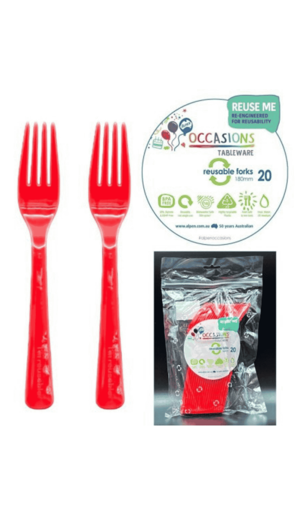 Cutlery Plastic Party Catering Forks Red