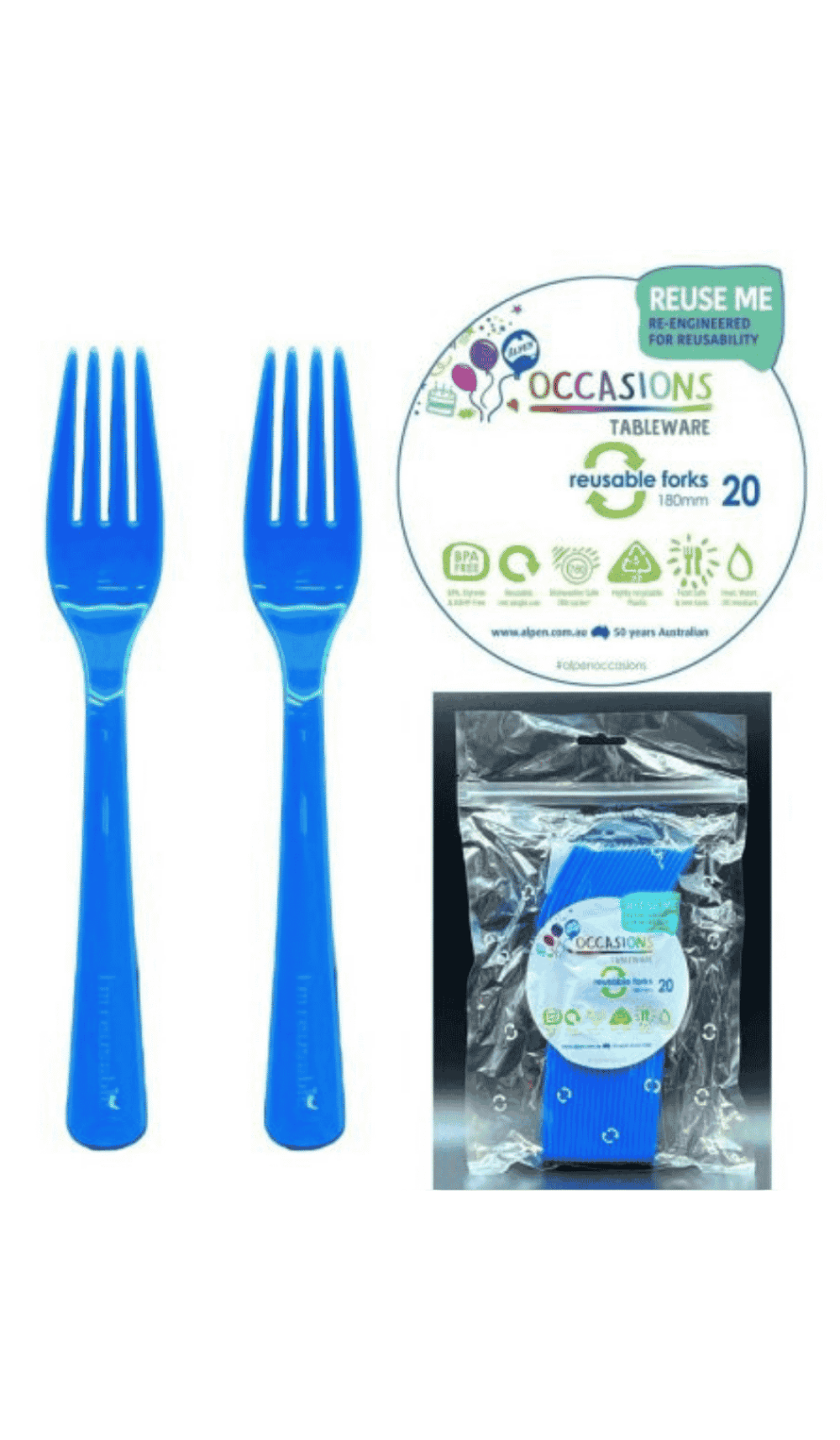 Cutlery Plastic Party Catering Forks Royal Blue