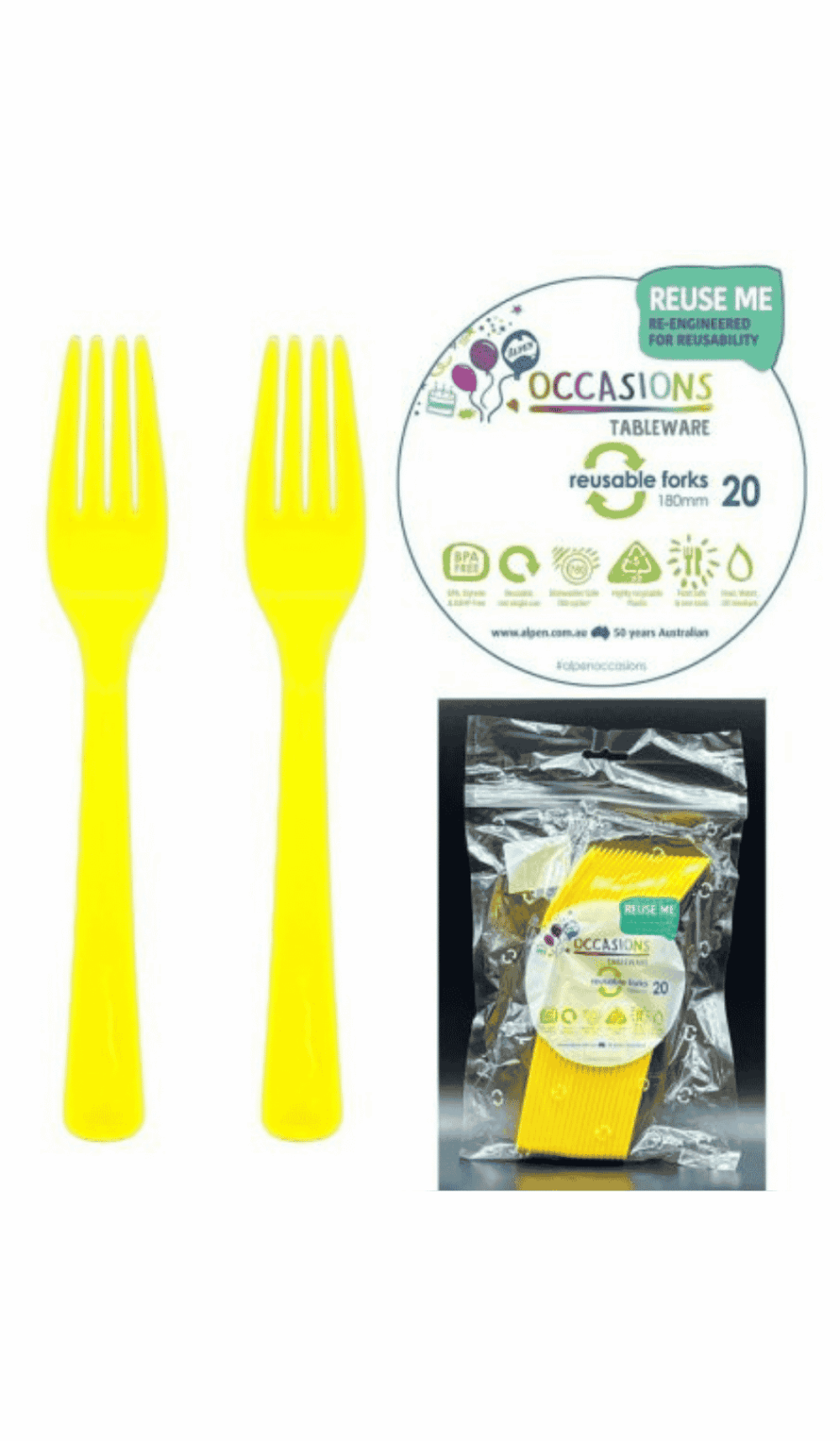 Cutlery Plastic Party Catering Forks Yellow