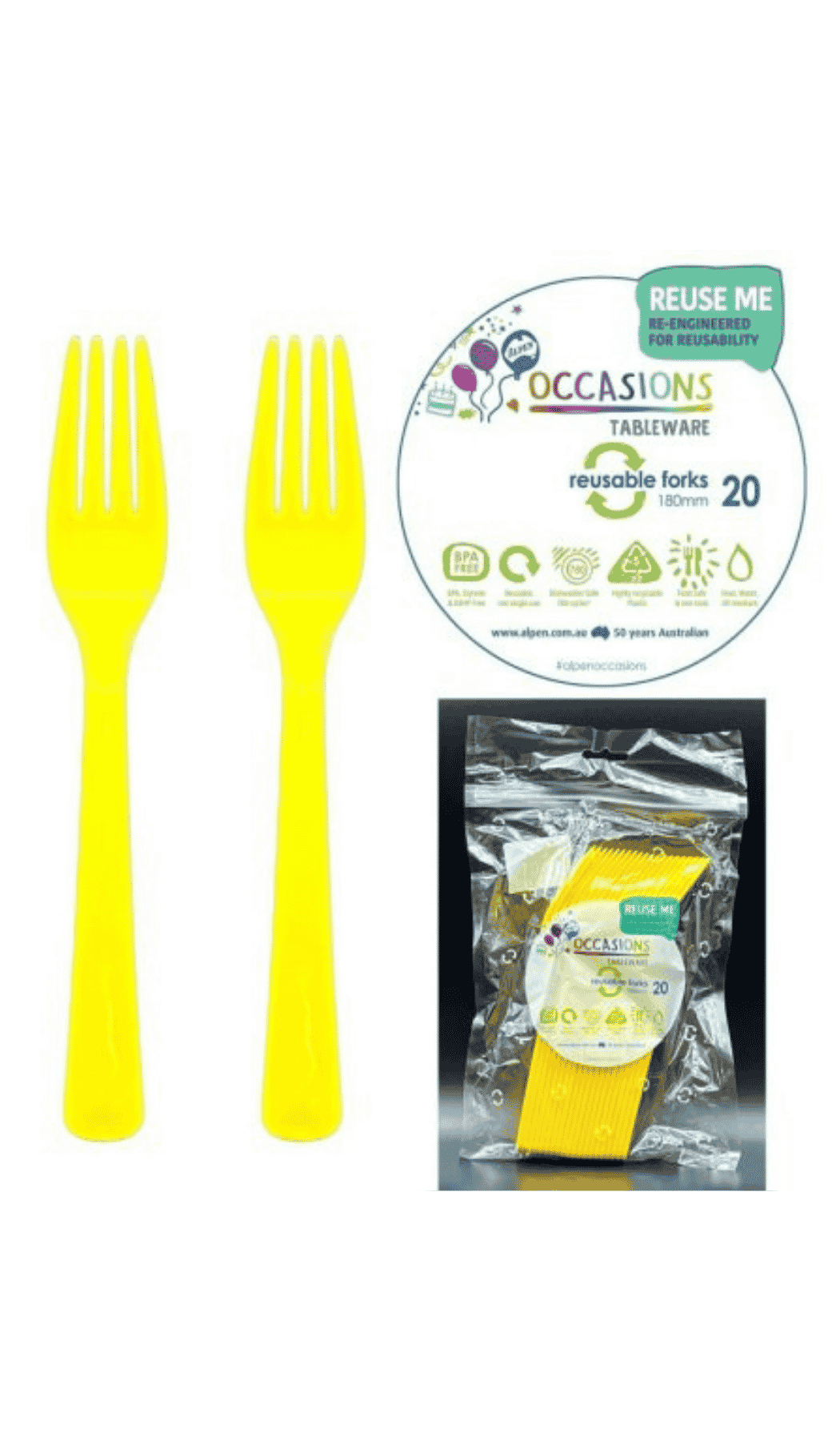 Cutlery Plastic Party Catering Forks Yellow