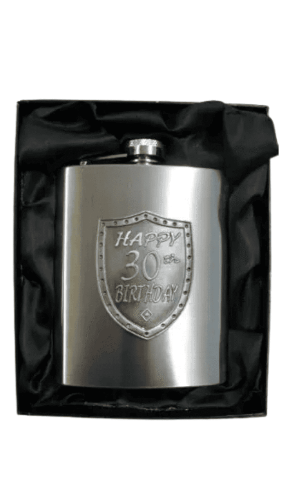 Hipflask Silver Happy 30th Birthday