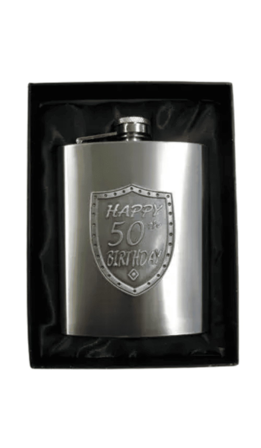 Hipflask Silver Happy 50th Birthday