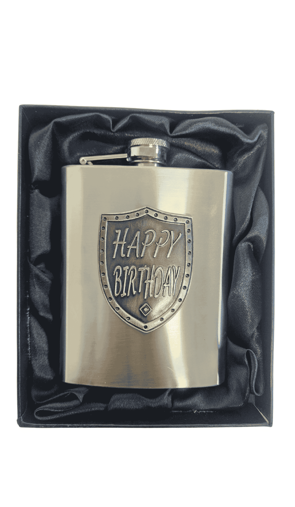 Silver Hipflask Gift Boxed Happy Birthday Engravable