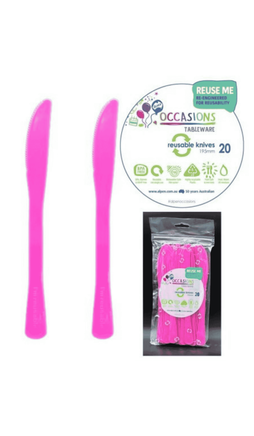Cutlery Plastic Party Catering Knives Hot Pink Magenta
