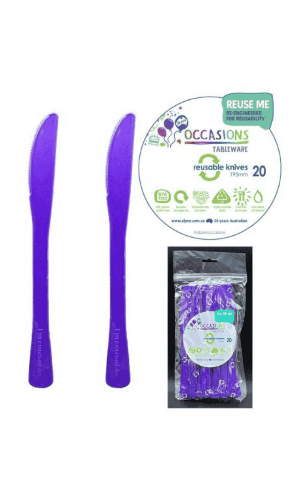 Cutlery Plastic Party Catering Knives Purple
