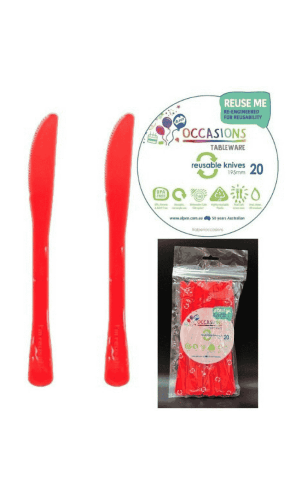 Cutlery Plastic Party Catering Knives Red