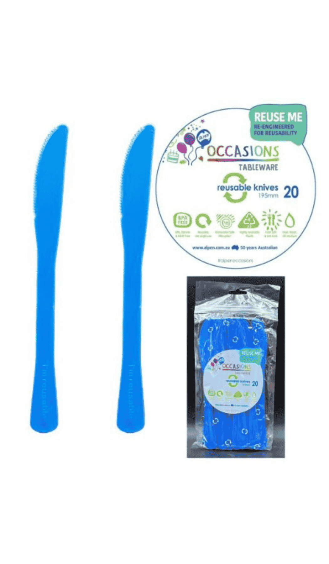 Cutlery Plastic Party Catering Knives Royal Blue