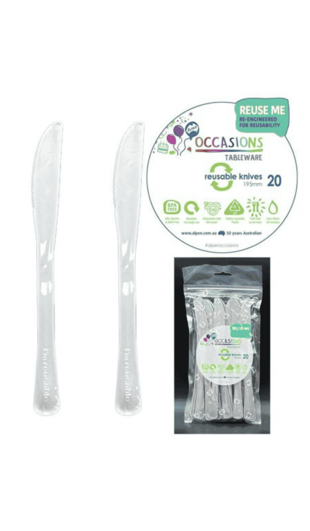 Cutlery Plastic Party Catering Knives Silver