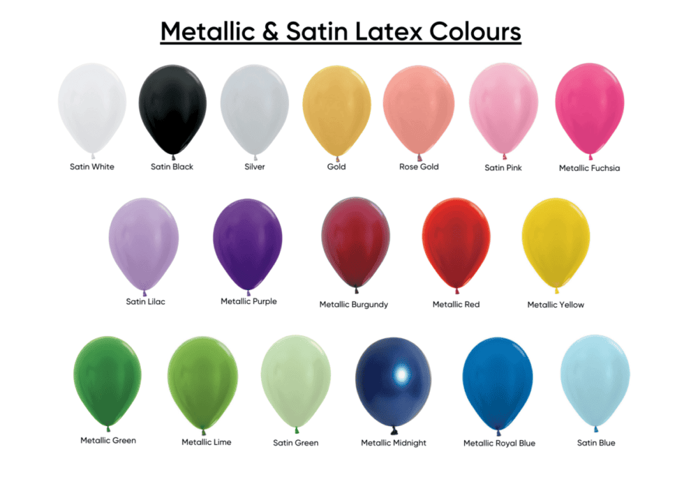 Metallic Satin Latex Balloon Colour Chart