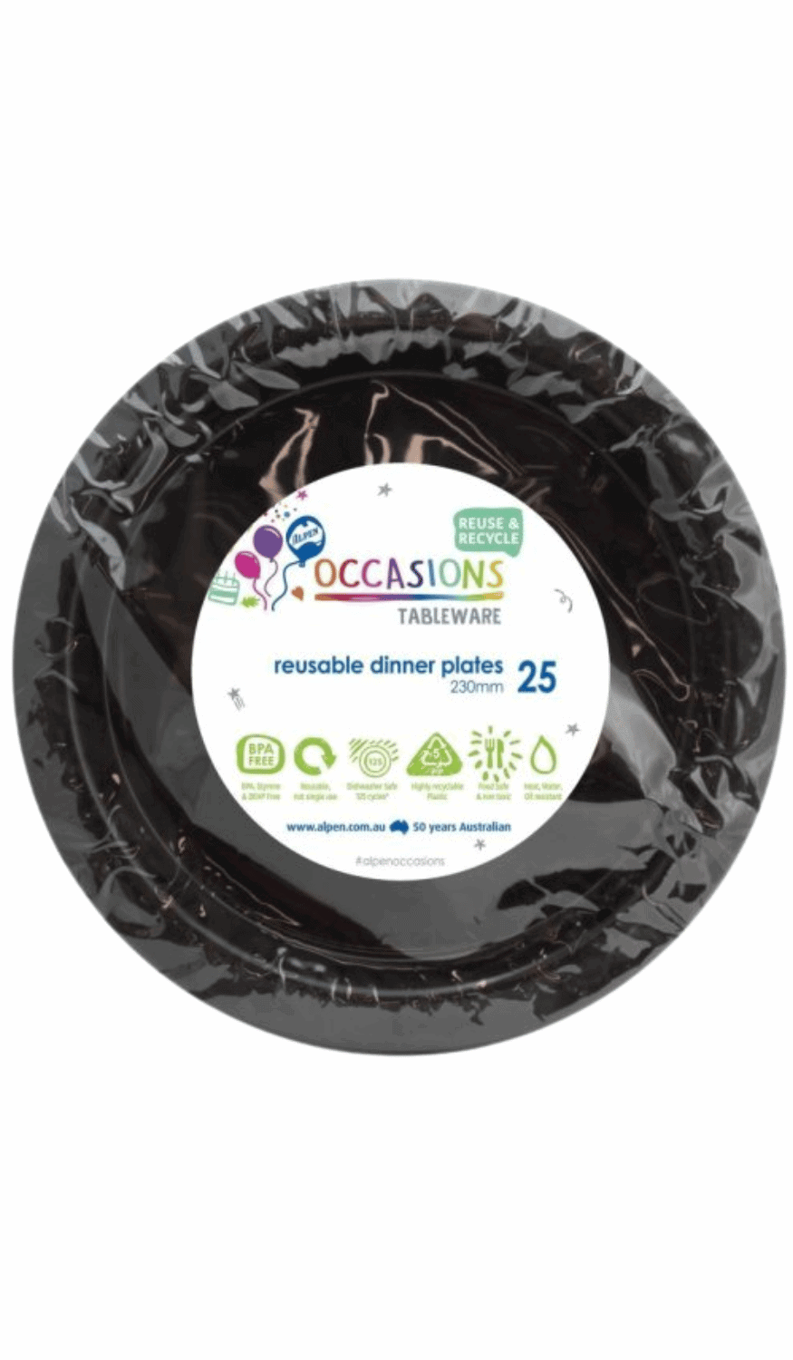 Plates Dinner Plastic Black