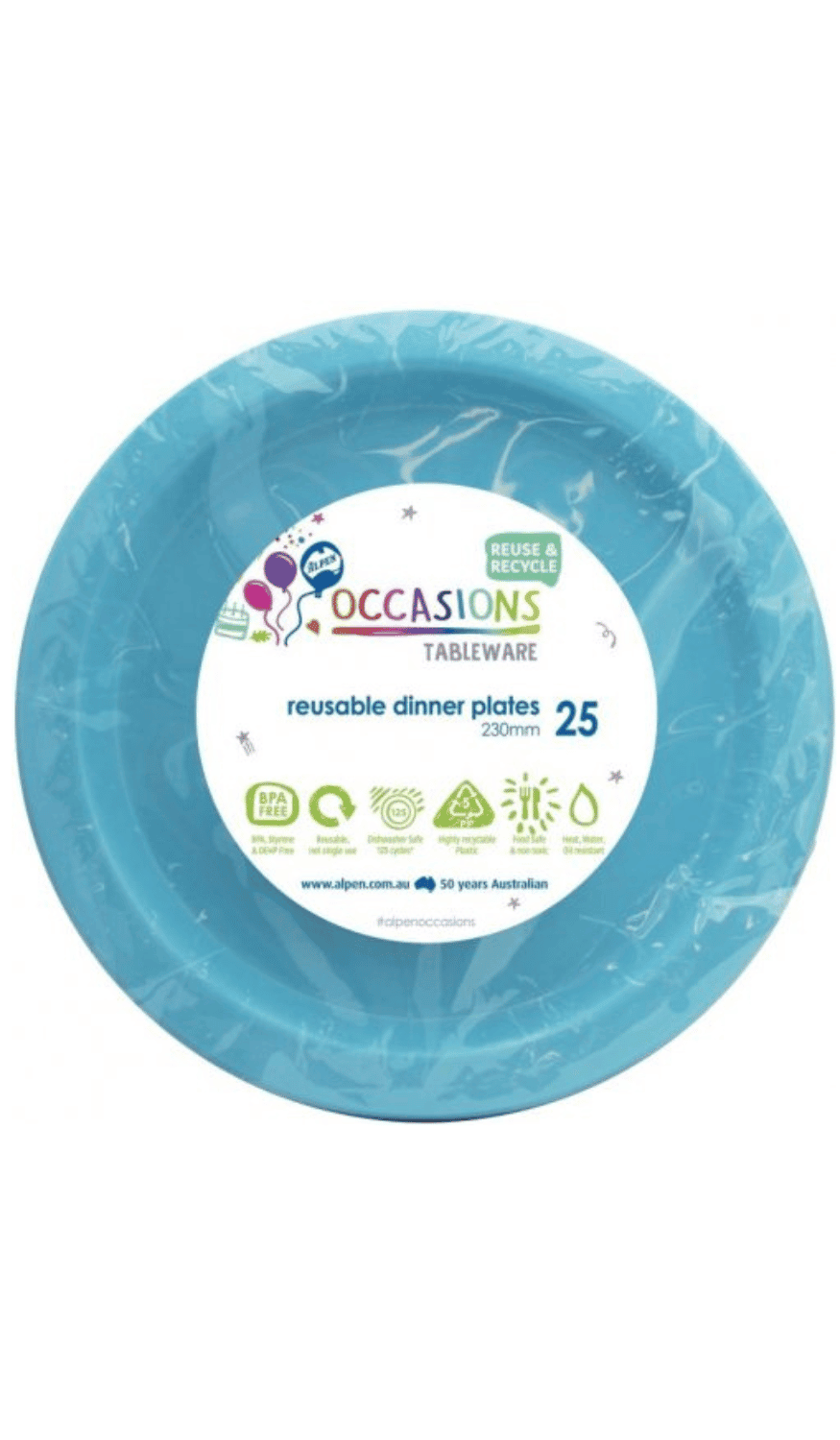 Plates Dinner Plastic Light Blue