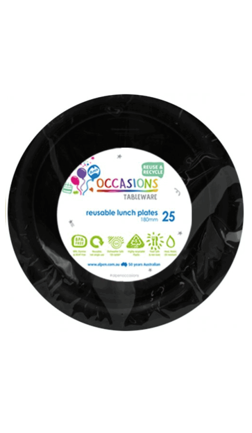 Plates Plastic Lunch Black