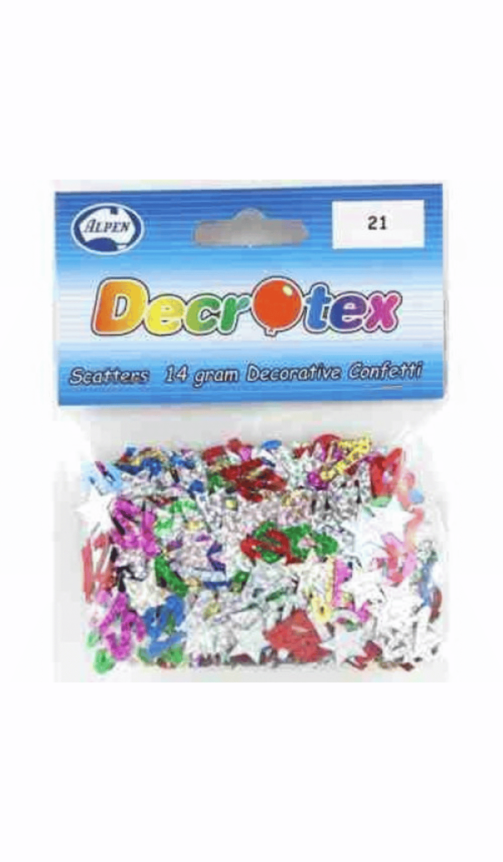 Multi coloured bright table scatters confetti 21st birthday