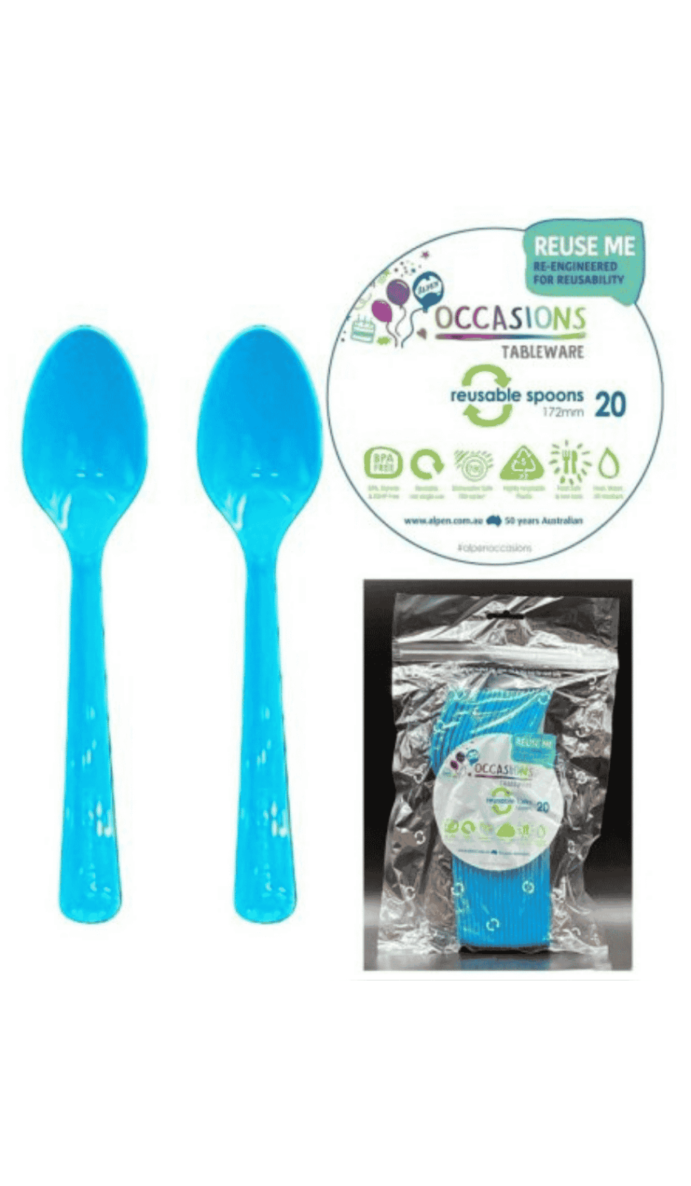 Cutlery Plastic Party Catering Spoons Azure Blue