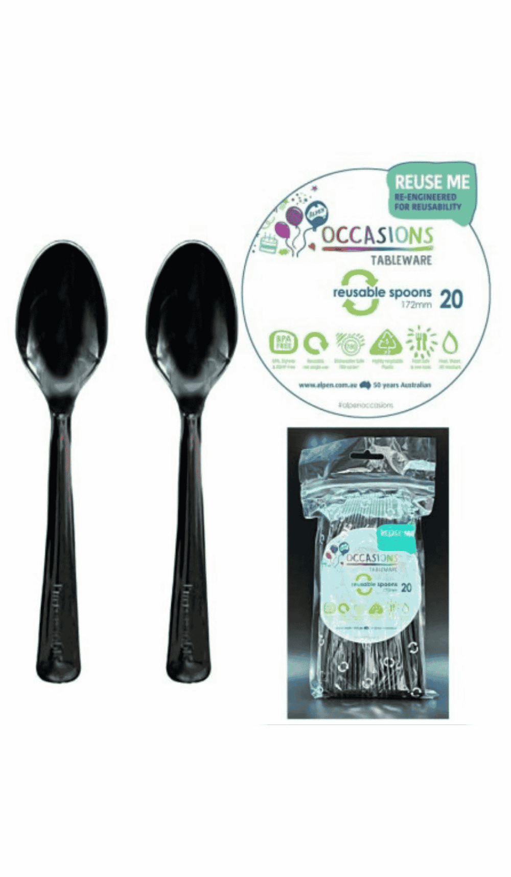 Cutlery Plastic Party Catering Spoons Black
