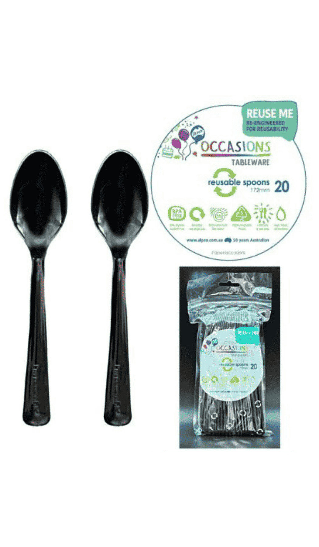 Cutlery Plastic Party Catering Spoons Black