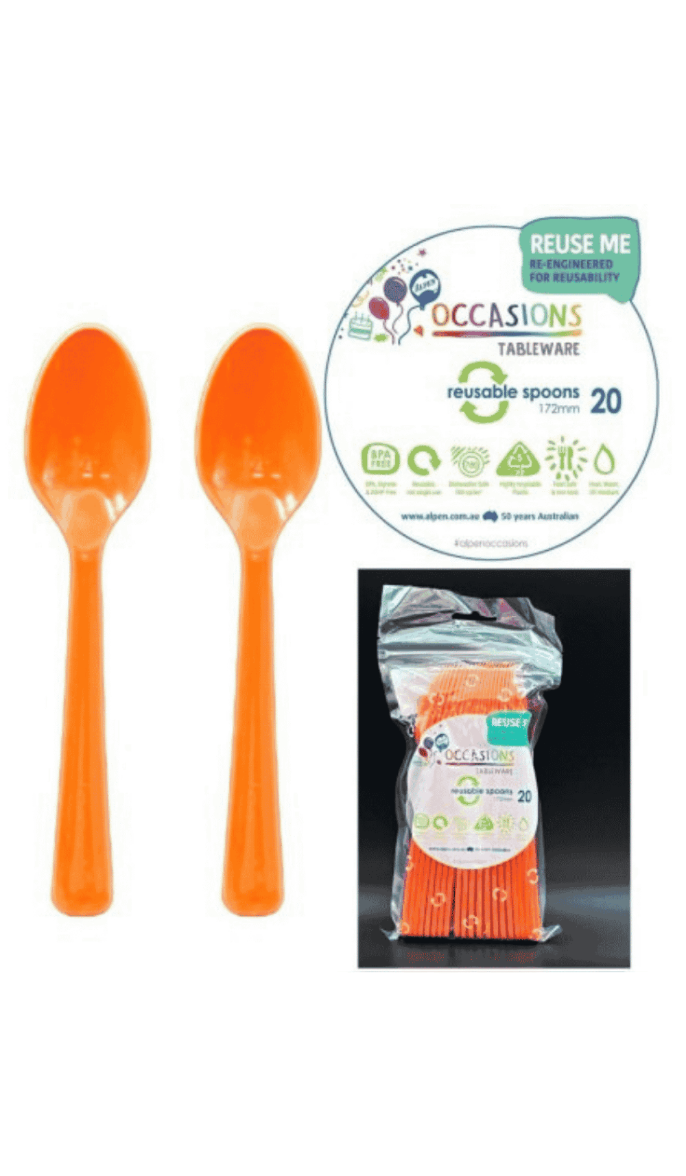 Cutlery Plastic Party Catering Spoons Orange
