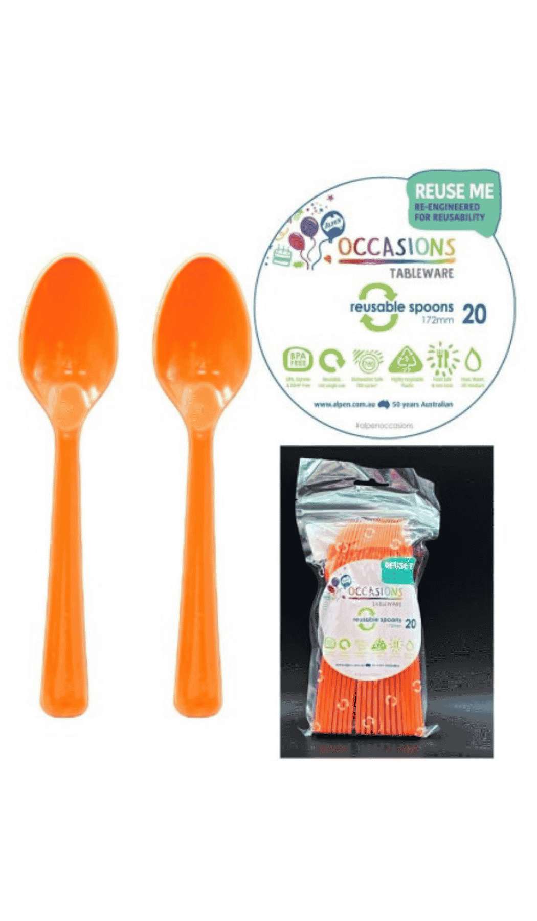 Cutlery Plastic Party Catering Spoons Orange