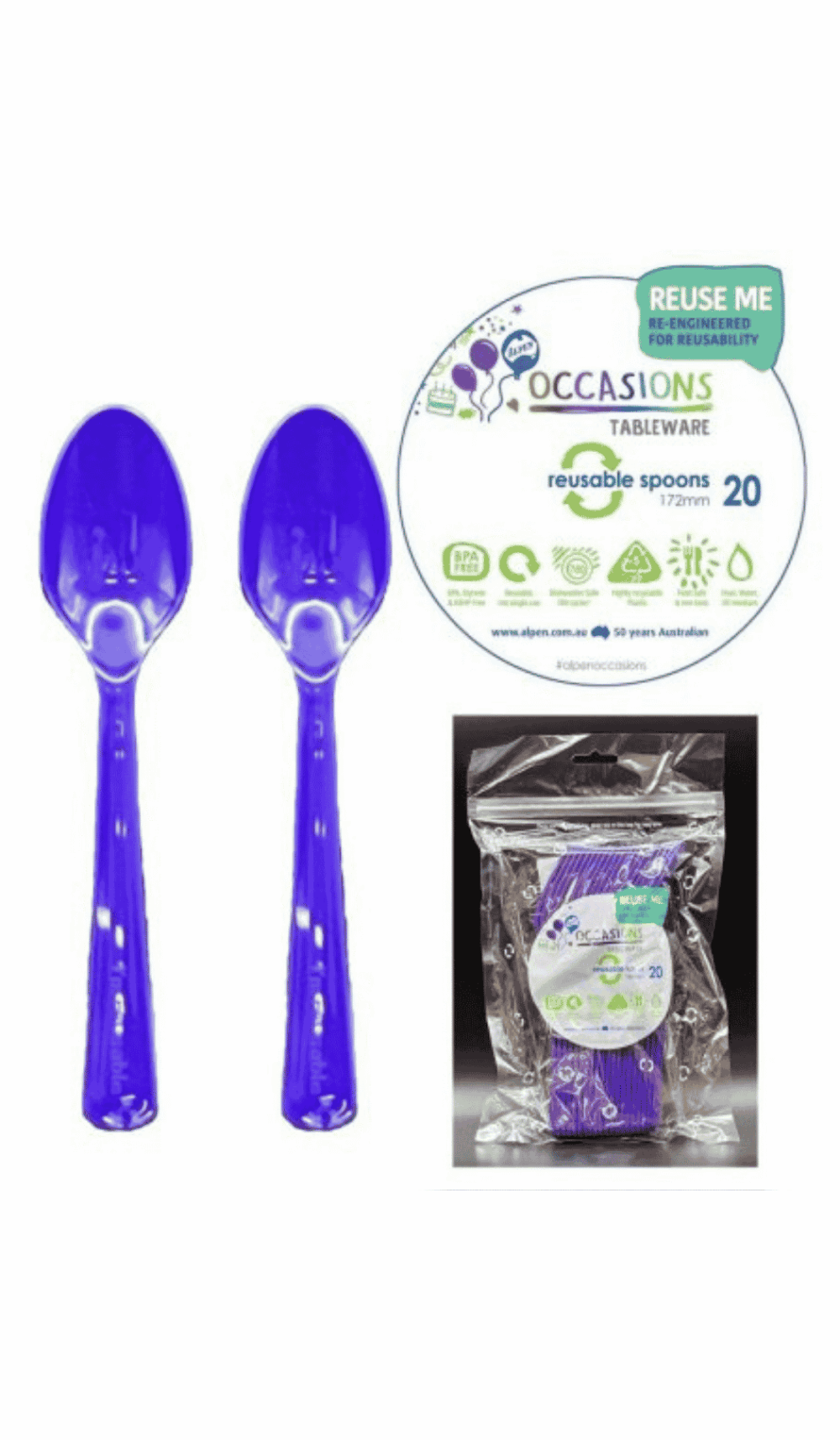 Cutlery Plastic Party Catering Spoons Purple