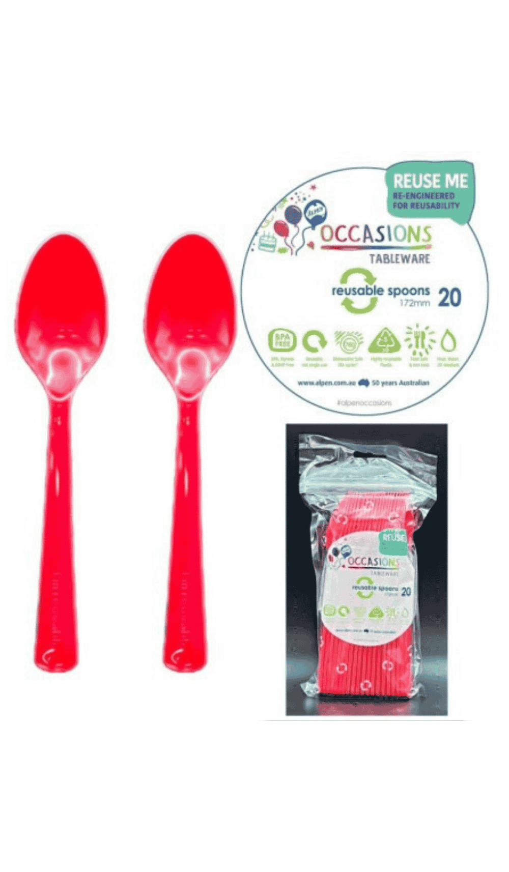 Cutlery Plastic Party Catering Spoons Red