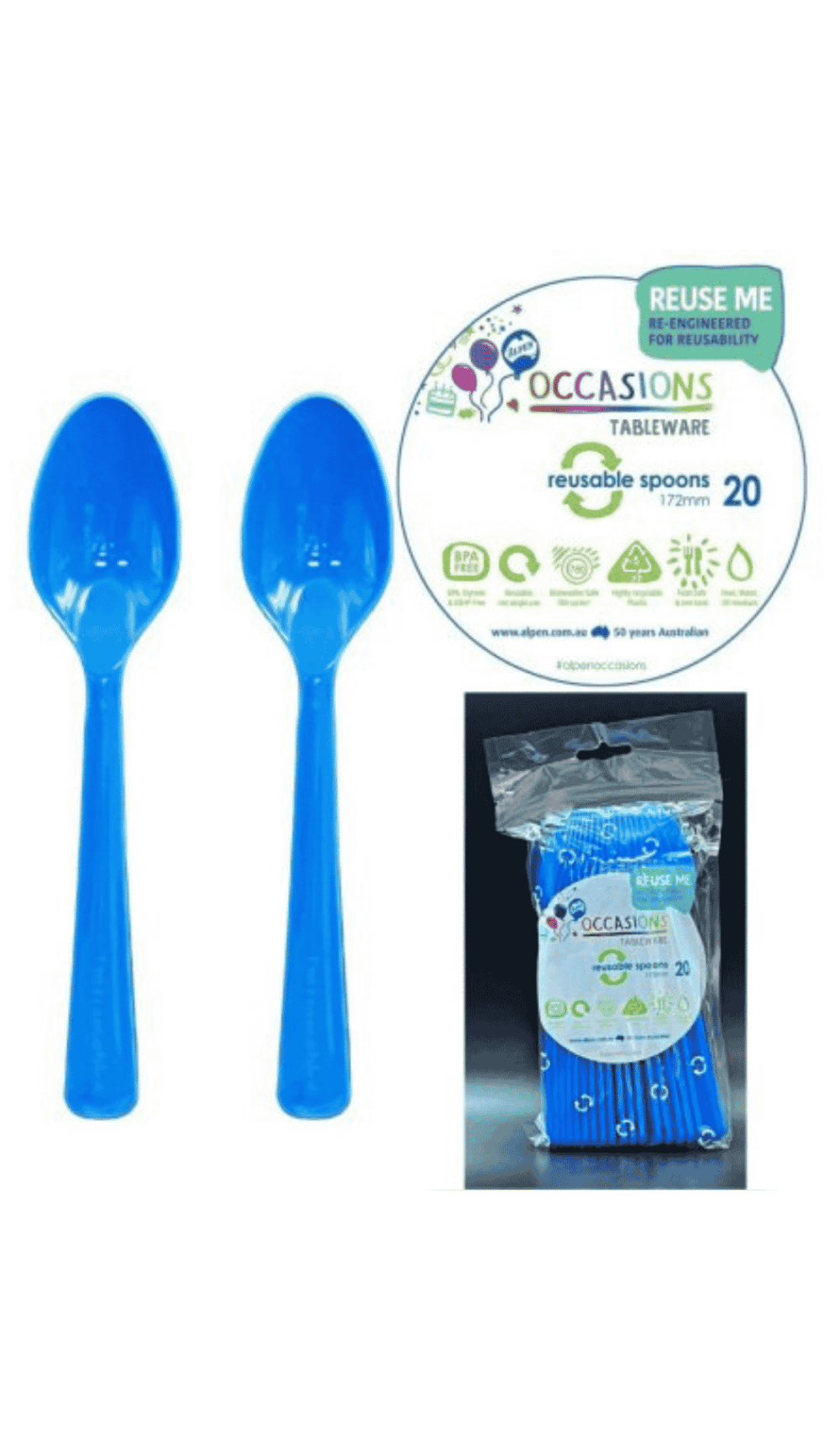 Cutlery Plastic Party Catering Spoons Royal Blue