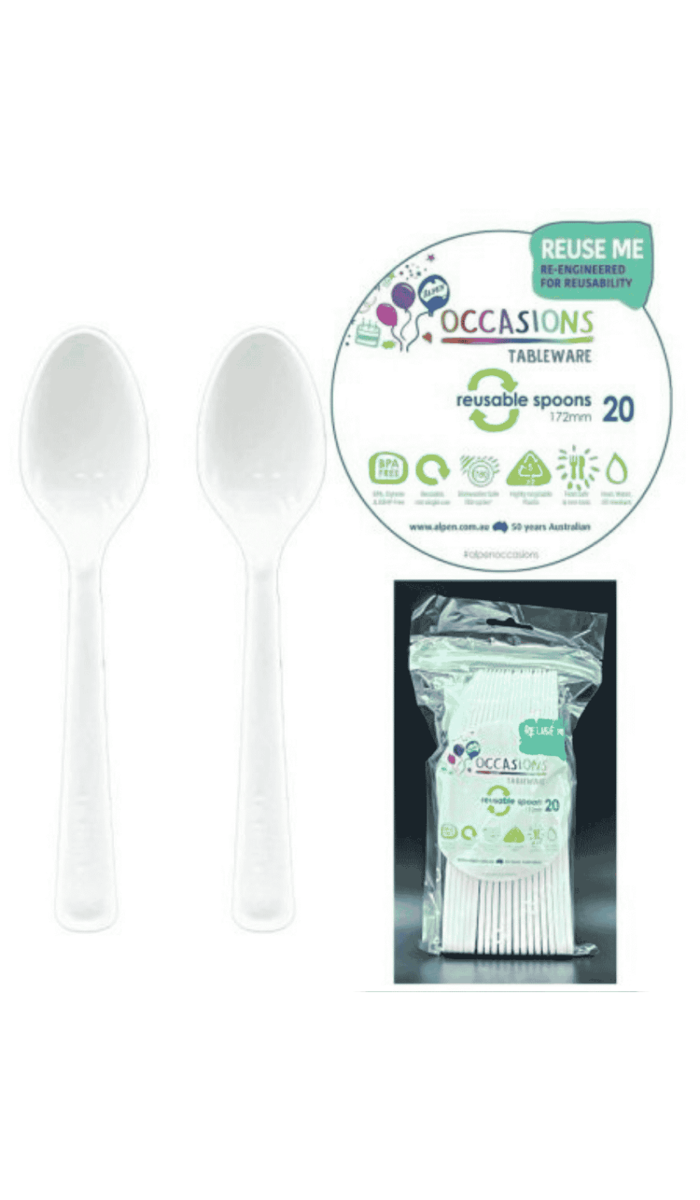 Cutlery Plastic Party Catering Spoons White