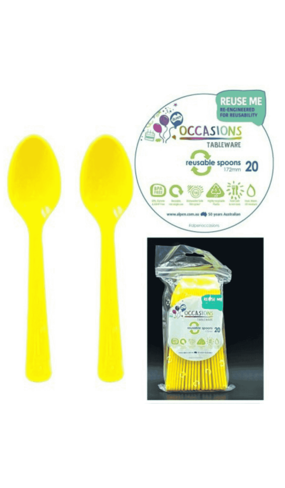 Cutlery Plastic Party Catering Spoons Yellow