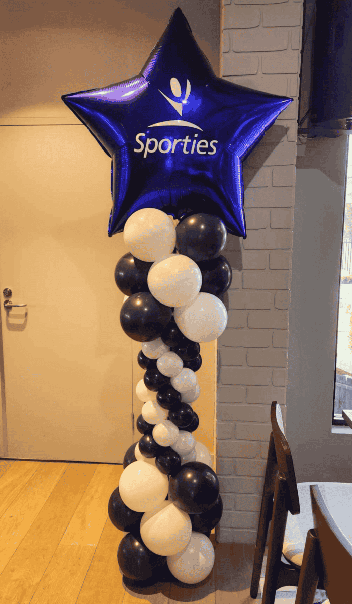 Tapered Balloon Column Custom Lettering Logo