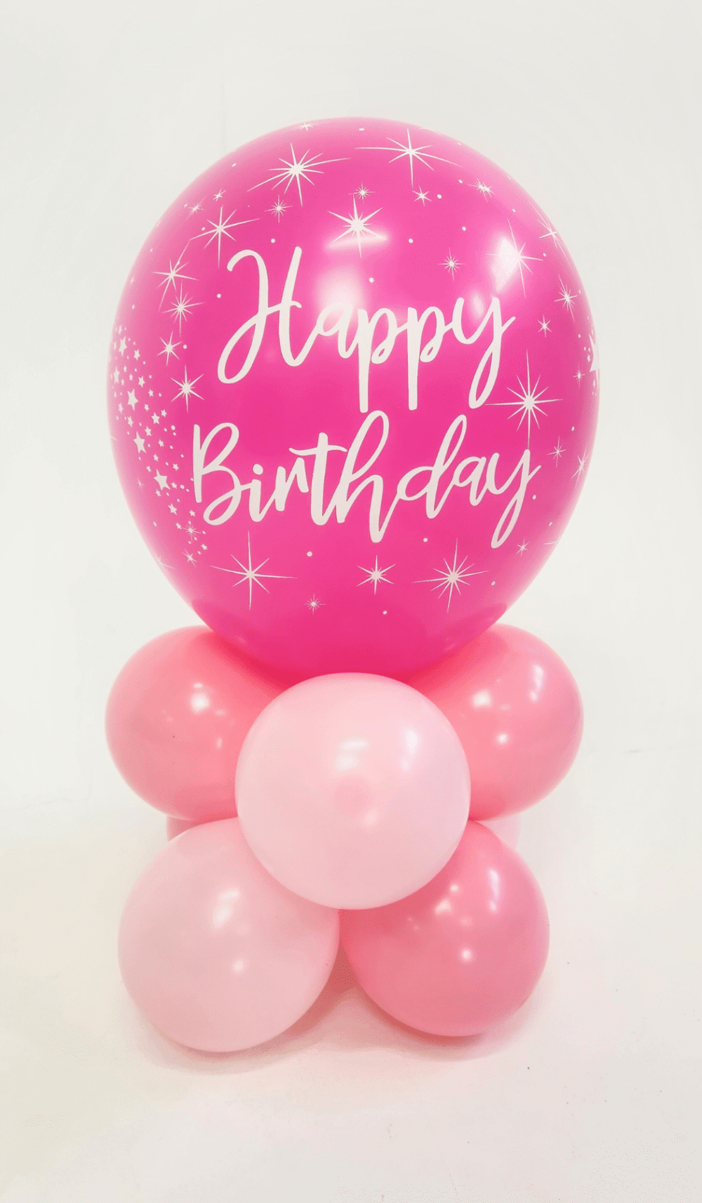 Table Decor with happy birthday 30cm printed latex balloon on top
