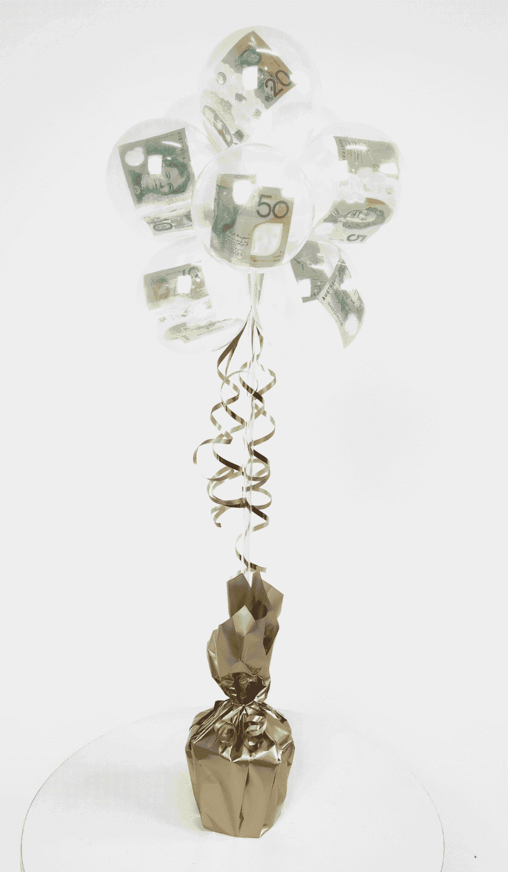 Topiary Tree Balloon Arrangement Box Bow Cash Money Gift