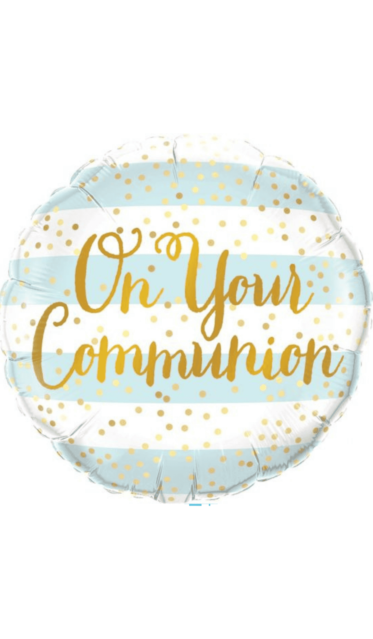 on your communion blue white gold foil balloon
