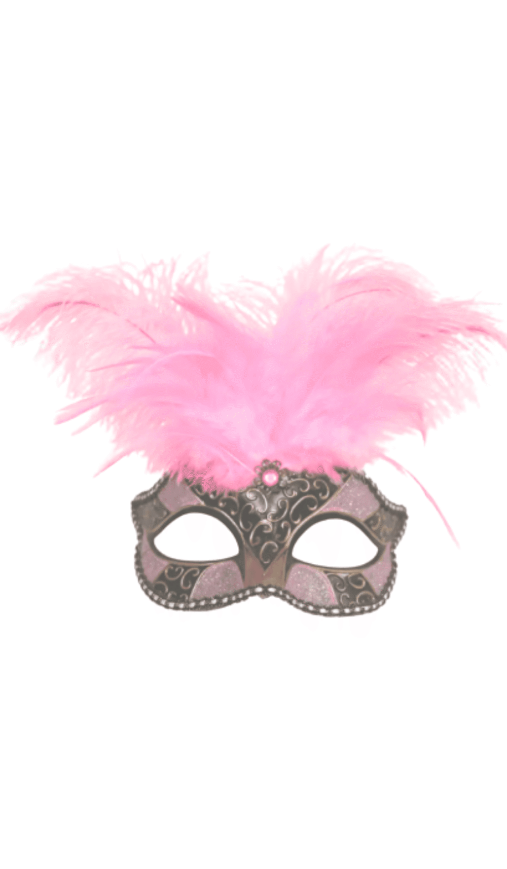 pink gold glitter feather mask