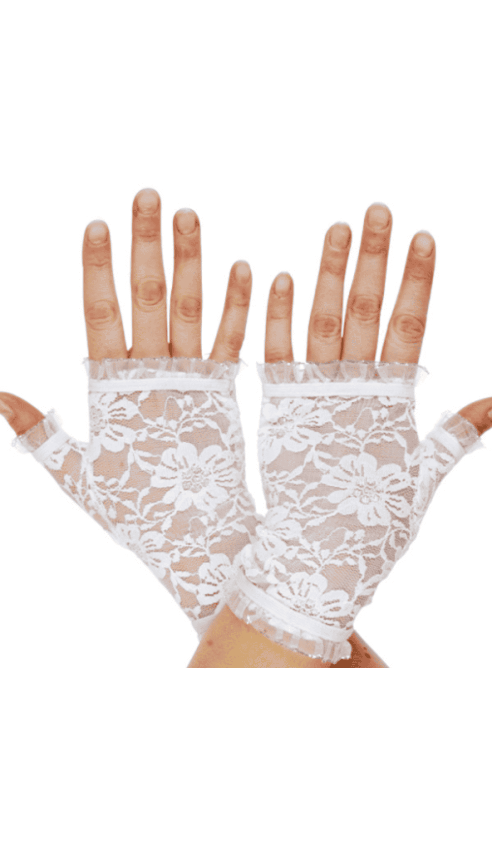 White Lace Fingerless Gloves