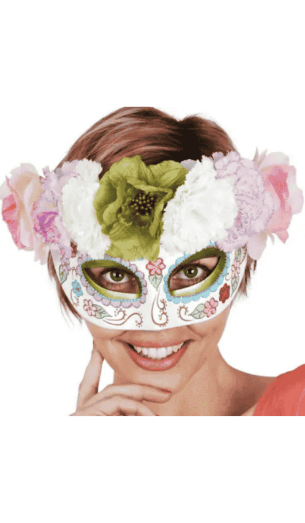 Frida pastel flowers masquerade mask
