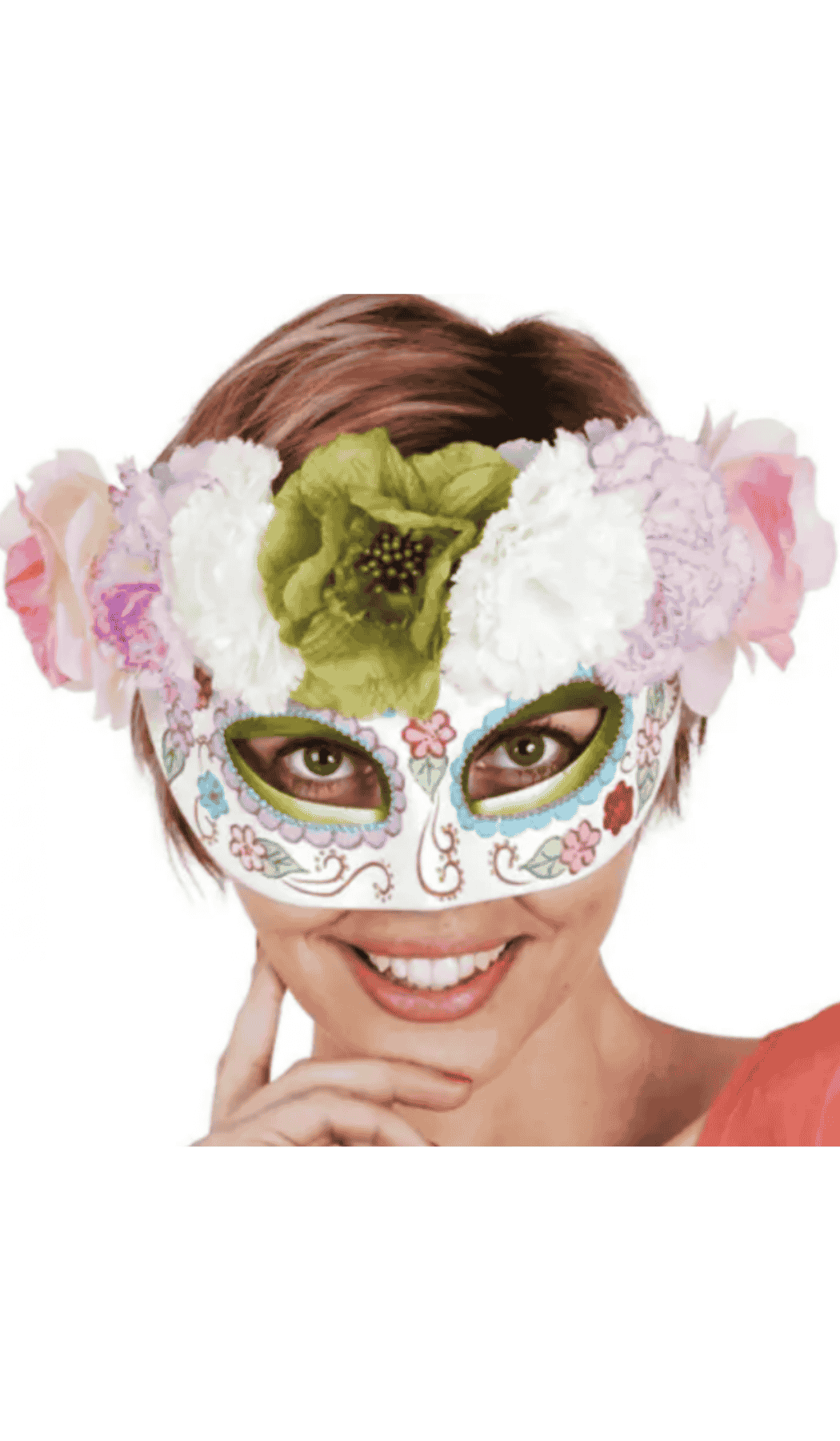 Frida pastel flowers masquerade mask