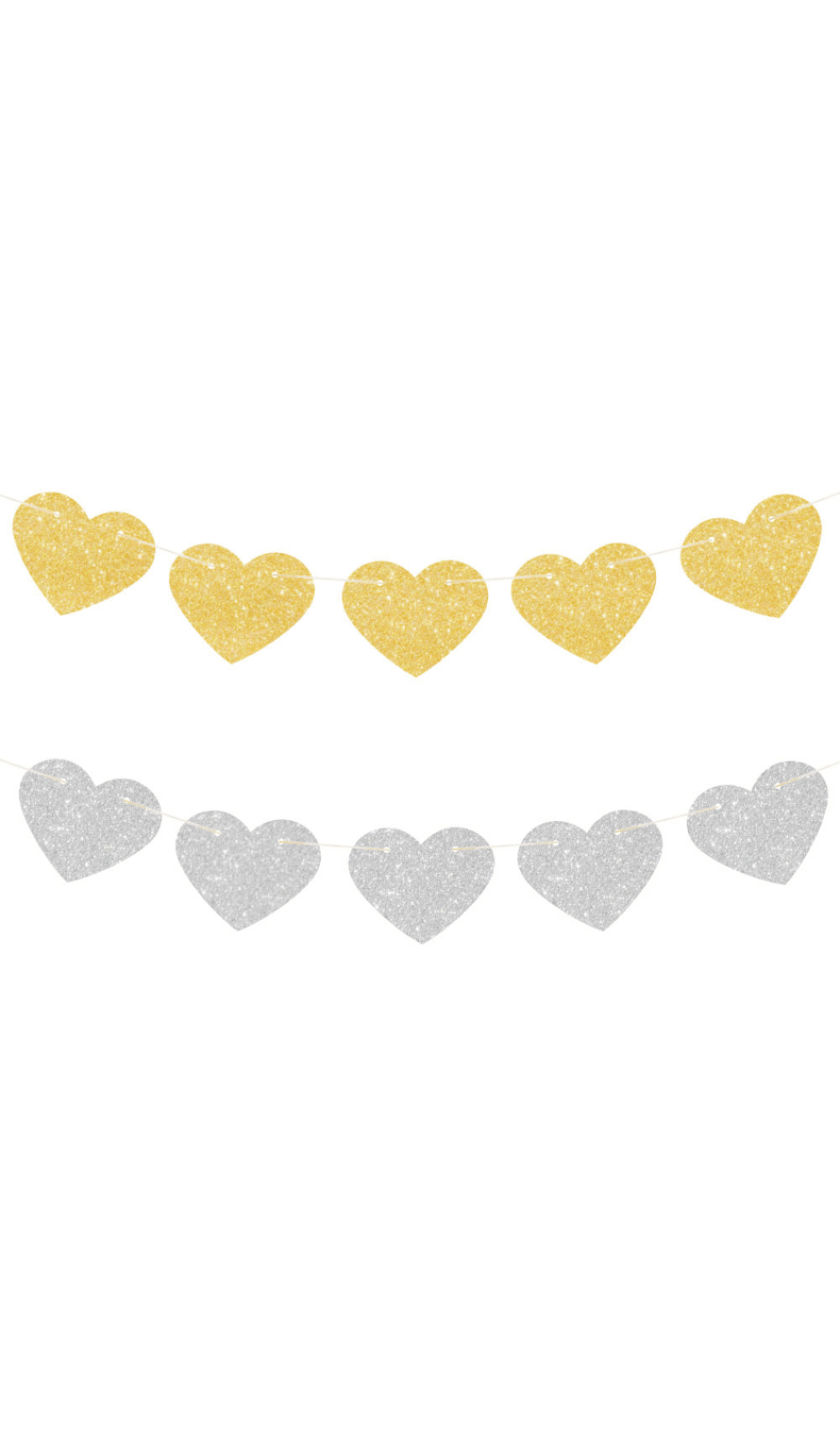 Garland Silver Gold Glitter Hearts