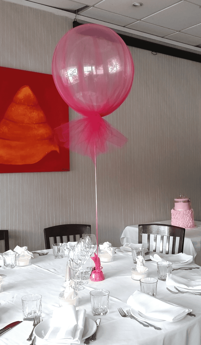 Clear 55cm Bubble Balloon Tulle covered helium filled