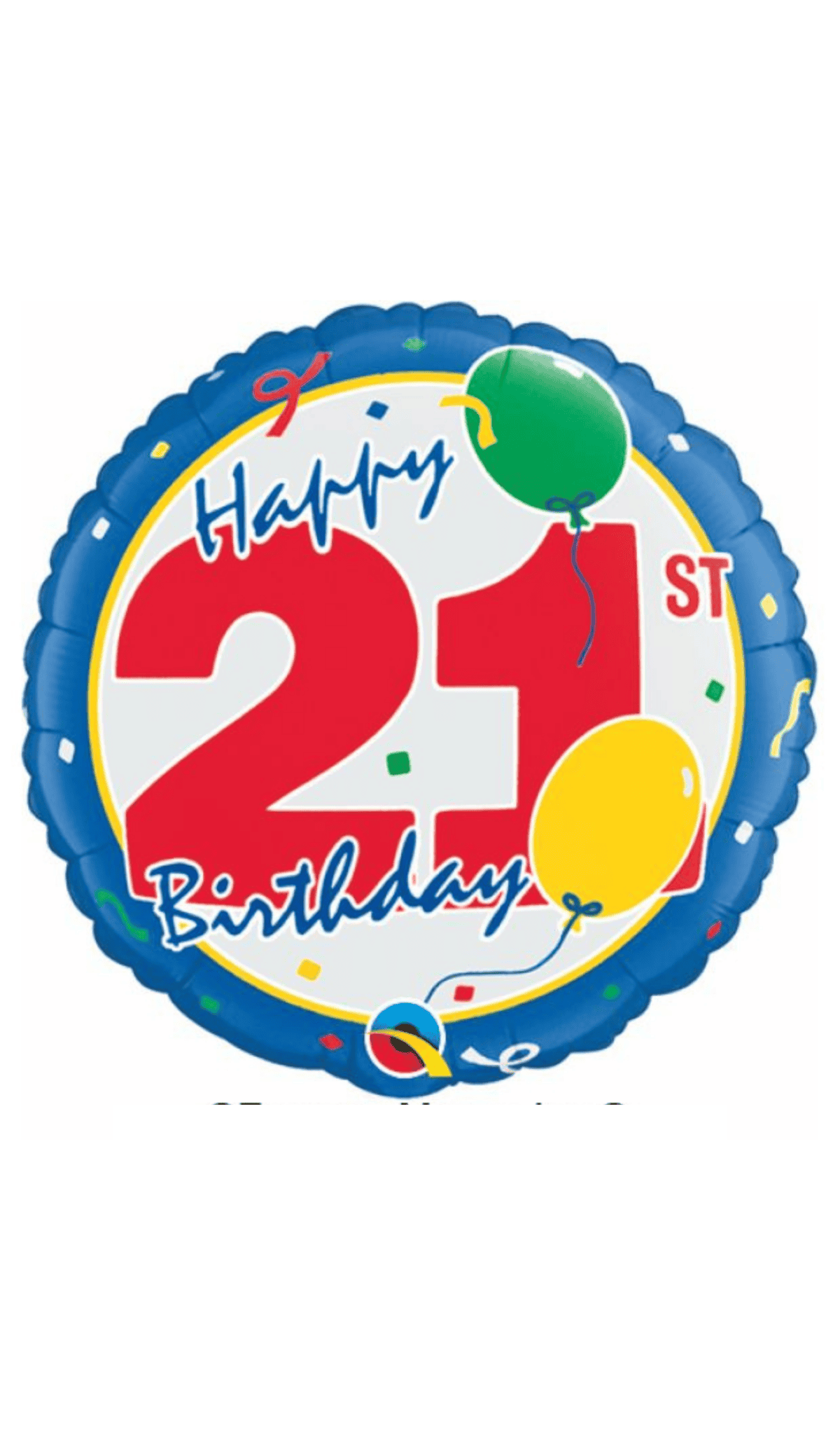 21st Birthday Blue White Foil Balloon