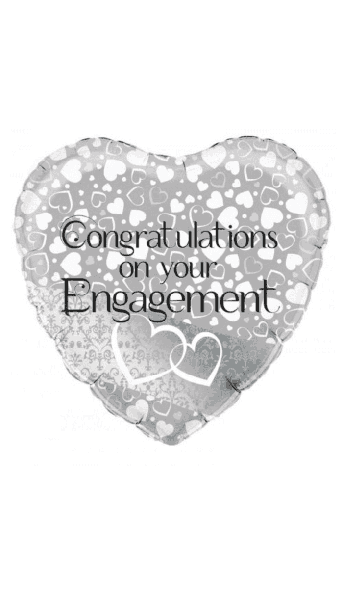 Congratulations Engagement Foil Balloon Heart Silver