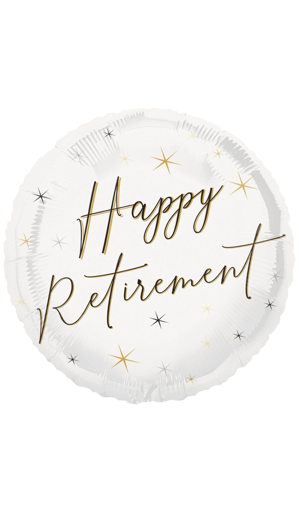 Happy Retirement Foil Balloon White Gold Round